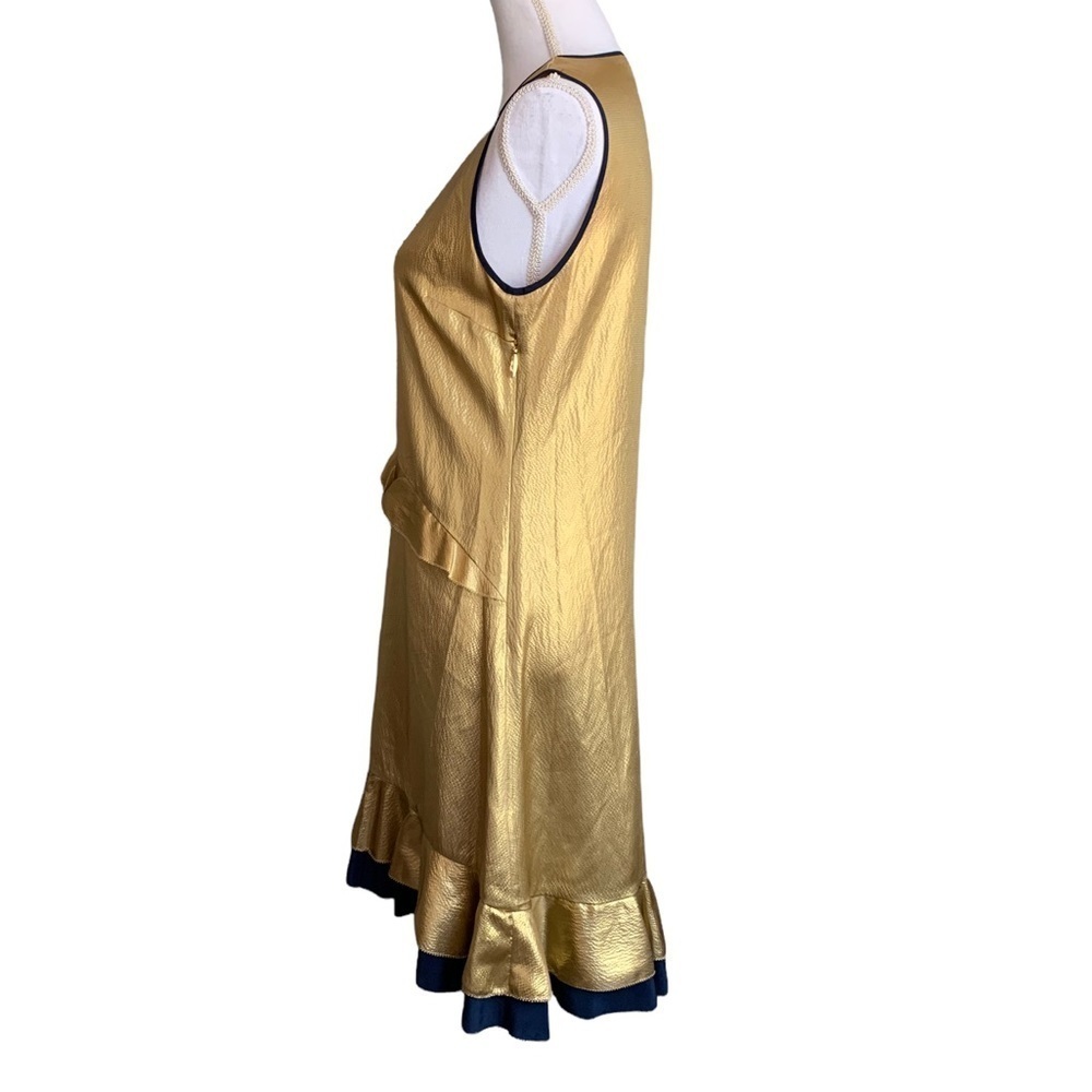 Juicy Couture 100% Silk Gold Ruffle Sleeve Dress Size 4 - Picture 5 of 16